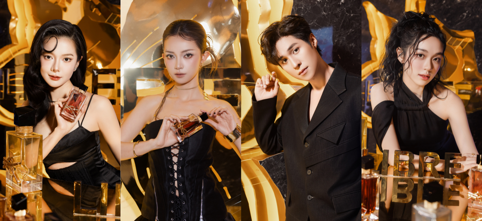 Yên Đan, Mai Kỳ Hân cùng cặp đôi Otis Đỗ Nhật Trường và Thảo Trang lộng lẫy tại sự kiện ra mắt nước hoa phiên bản giới hạn LIBRE L’Absolu Platine của YSL Beauty